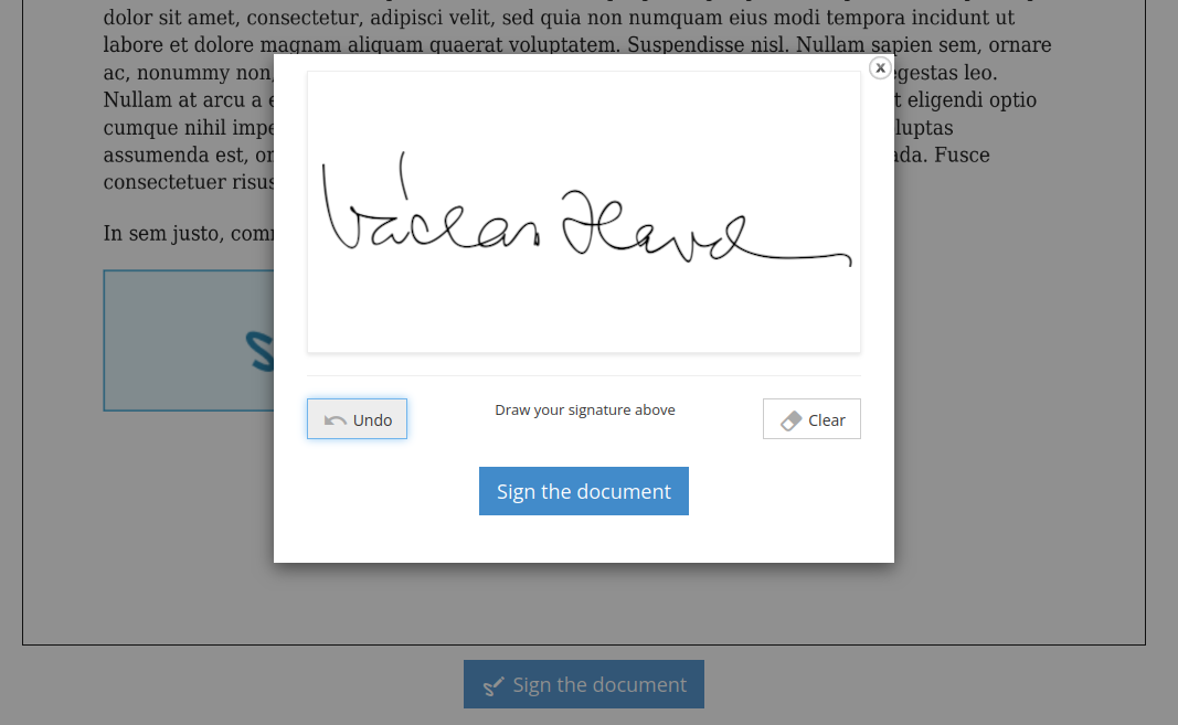 Contract signature from staff portal