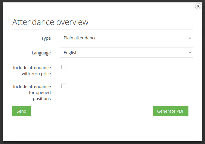 Attendance overview send