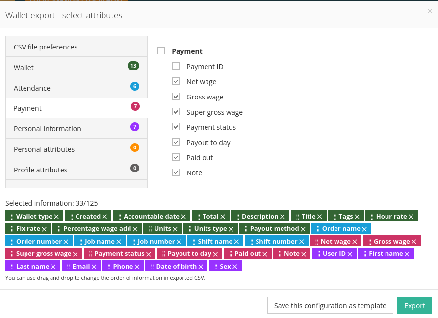 Enhanced Wallet export