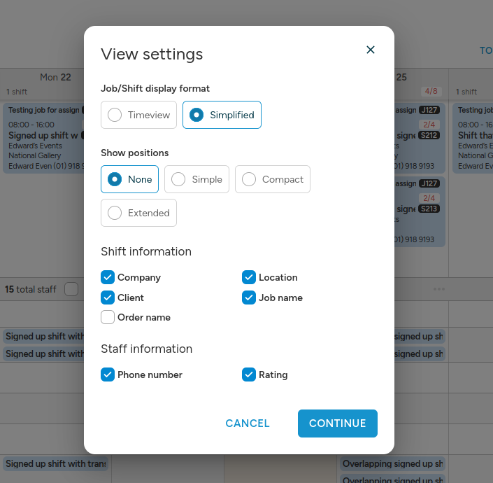 Scheduler settings