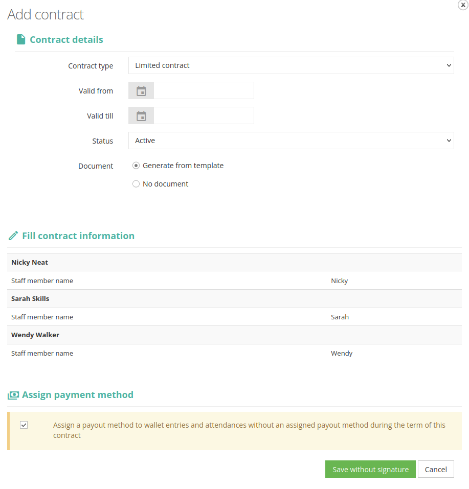 Multiple contract assignment