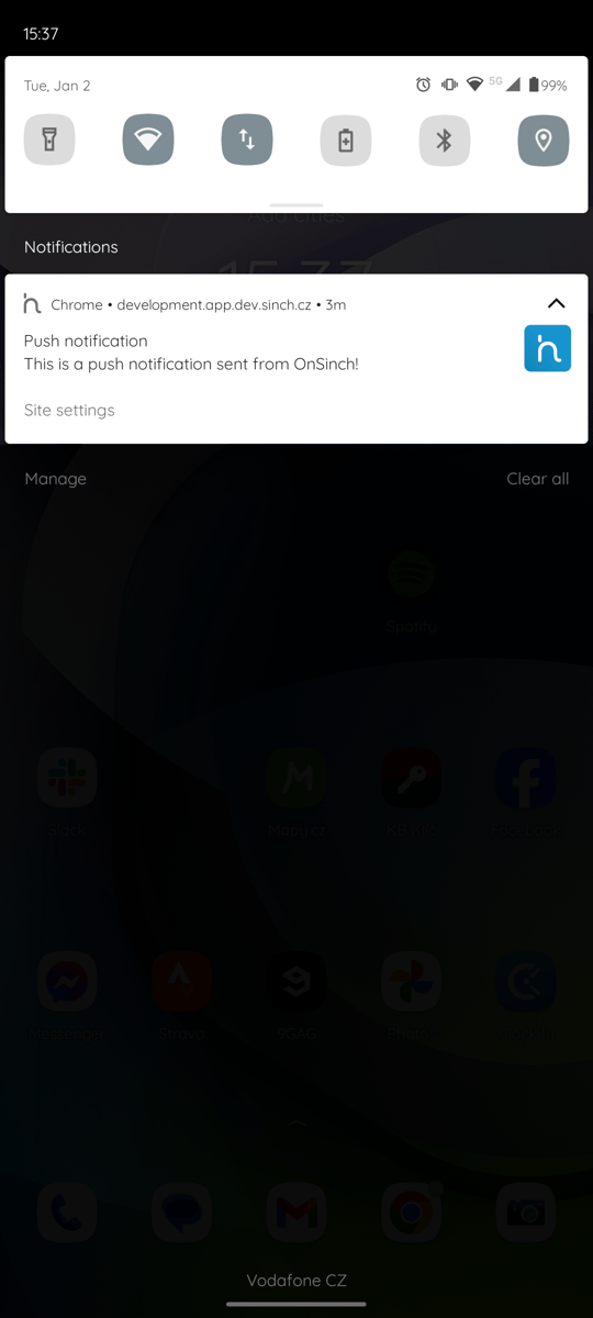 Received notification on a mobile device