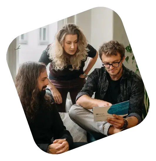 OnSinch team members collaborating on a referral program